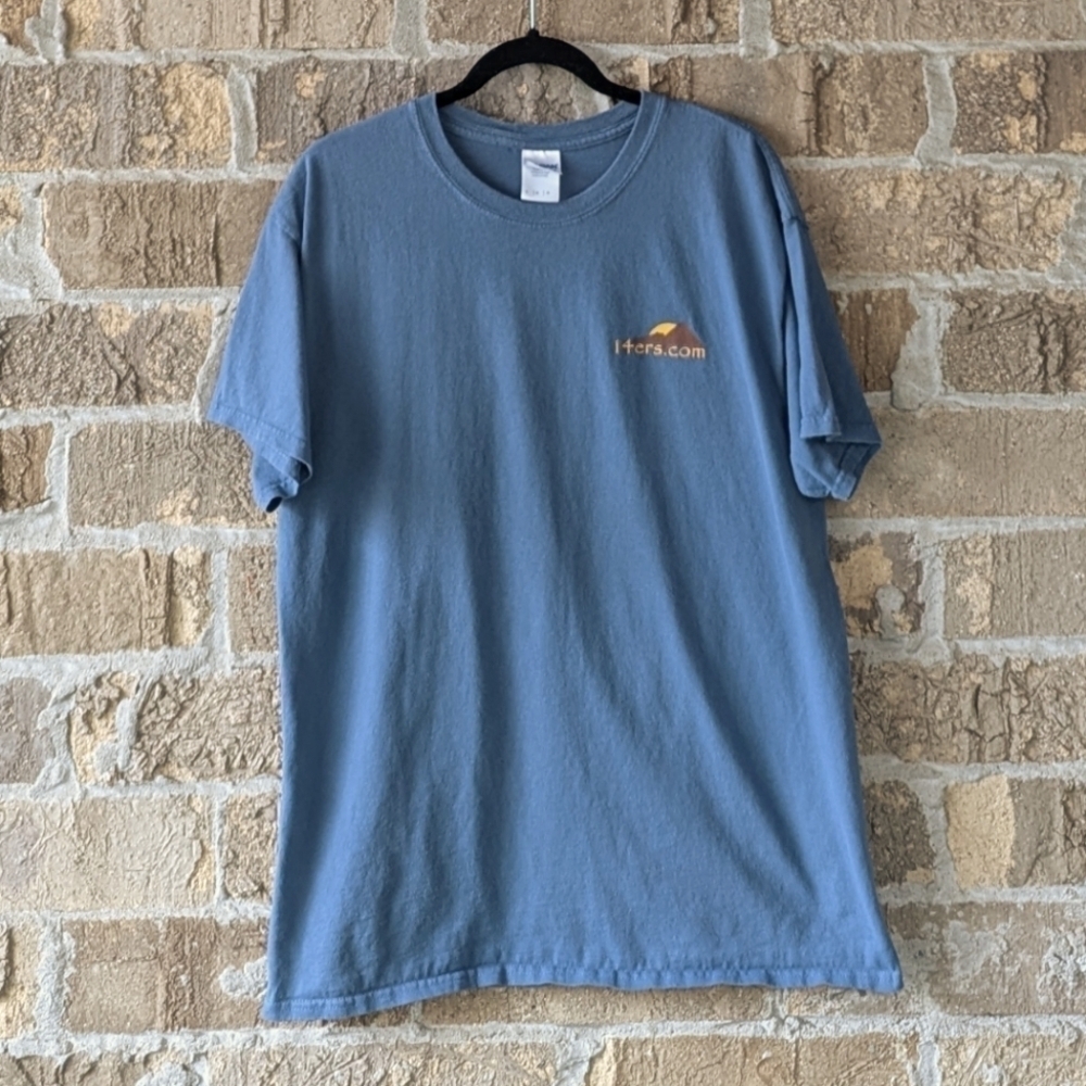 Gildan Colorado 14ers Mountains List Short Sleeve T-Shirt Unisex Large Blue - Picture 2 of 7